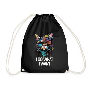 I Do What I Want Katze mit Sonnenbrille - Turnbeutel - Schwarz - Vorne