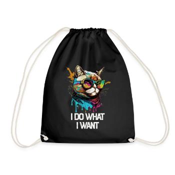 I Do What I Want Katze mit Sonnenbrille - Turnbeutel - Schwarz - Vorne