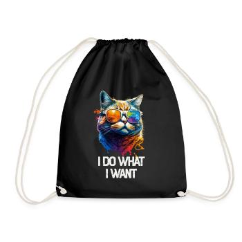 I Do What I Want Katze mit Sonnenbrille - Turnbeutel - Schwarz - Vorne