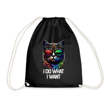 I Do What I Want Katze mit Sonnenbrille - Turnbeutel - Schwarz - Vorne