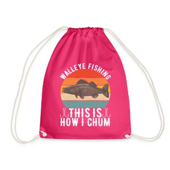 Walleye Fishing Anglers - Drawstring Bag - fuchsia - Front