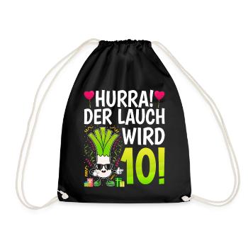 Hurra der Lauch wird 10 - Turnbeutel - Schwarz - Vorne