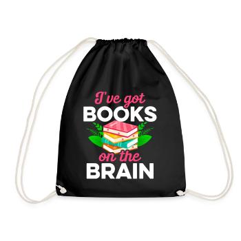 Librarian Bookworm Book Nerd Reading Library - Drawstring Bag - black - Front