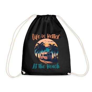 La vie est meilleure à la plage - Rétro - Sac de sport léger - noir - Devant