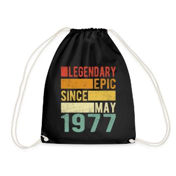 Birthday May 1977 Legendary epic - Drawstring Bag - black - Front