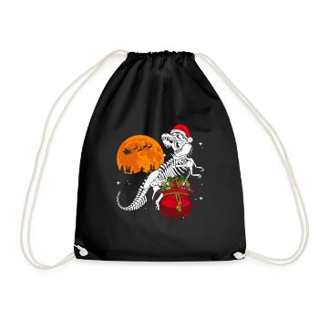 Dinosaure T-Rex Lune Noël - Sac de sport léger - noir - Devant