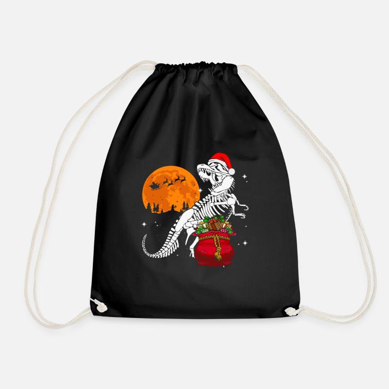 Dinosaur T-Rex Moon Christmas - Turnbeutel - Schwarz