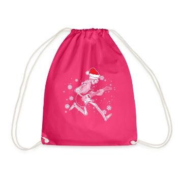 Guitare électrique squelette avec guitariste au chapeau de Père Noël - Sac de sport léger - fuchsia - Devant
