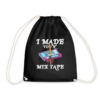 I Made You A Mixtape 80s 90s Tape Pencil - Turnbeutel - Schwarz - Vorne