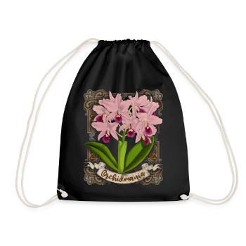 Antike Orchideen Illustration, vintage Orchidee - Turnbeutel - Schwarz - Vorne