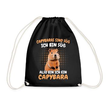 Capybara Wasserschwein Capybaras - Turnbeutel - Schwarz - Vorne