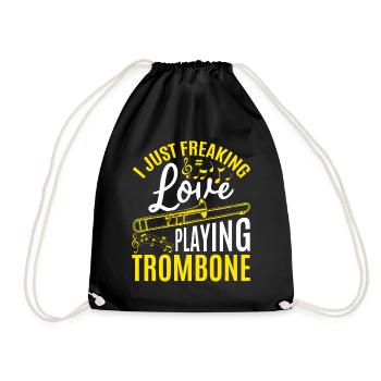 I Just Freaking Love Playing Trombone Trombone Mus - Drawstring Bag - black - Front