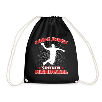 COOLE JUNGS SPIELEN HANDBALL Handballer - Turnbeutel - Schwarz - Vorne