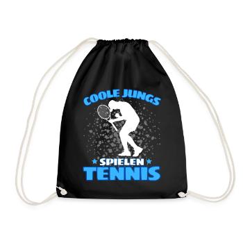 COOLE JUNGS SPIELEN TENNIS Das Lustige - Turnbeutel - Schwarz - Vorne