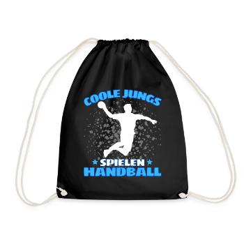 COOLE JUNGS SPIELEN HANDBALL Handballer - Turnbeutel - Schwarz - Vorne