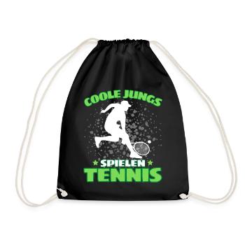 COOLE JUNGS SPIELEN TENNIS Das Lustige - Turnbeutel - Schwarz - Vorne