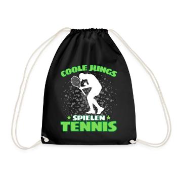 COOLE JUNGS SPIELEN TENNIS Das Lustige - Turnbeutel - Schwarz - Vorne