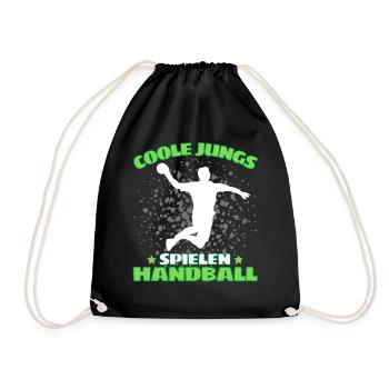 COOLE JUNGS SPIELEN HANDBALL Handballer - Turnbeutel - Schwarz - Vorne