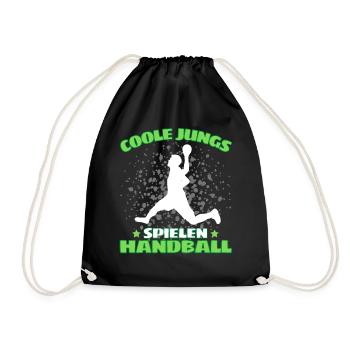 COOLE JUNGS SPIELEN HANDBALL Handballer - Turnbeutel - Schwarz - Vorne
