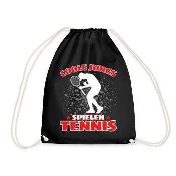 COOLE JUNGS SPIELEN TENNIS Das Lustige - Turnbeutel - Schwarz - Vorne