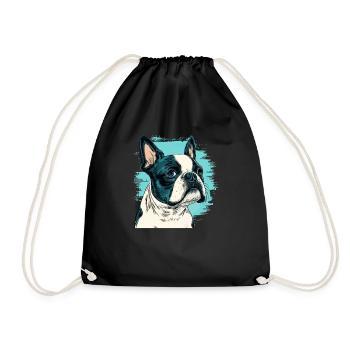 Boston terrier comic cartoon style - Turnbeutel - Schwarz - Vorne