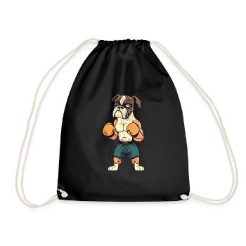 Dessin animé amusant pour chien et boxeur - Sac de sport léger - noir - Devant
