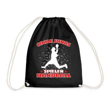 COOLE JUNGS SPIELEN HANDBALL Handballer - Turnbeutel - Schwarz - Vorne