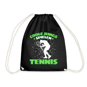 COOLE JUNGS SPIELEN TENNIS Das Lustige - Turnbeutel - Schwarz - Vorne