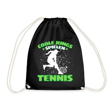 COOLE JUNGS SPIELEN TENNIS Das Lustige - Turnbeutel - Schwarz - Vorne
