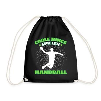 COOLE JUNGS SPIELEN HANDBALL Handballer - Turnbeutel - Schwarz - Vorne
