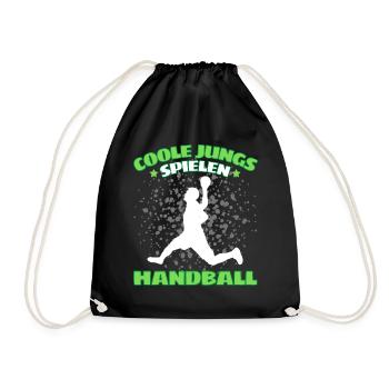COOLE JUNGS SPIELEN HANDBALL Handballer - Turnbeutel - Schwarz - Vorne