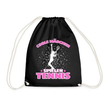 COOLE MÄCHEN SPIELEN TENNIS Lustiges - Turnbeutel - Schwarz - Vorne