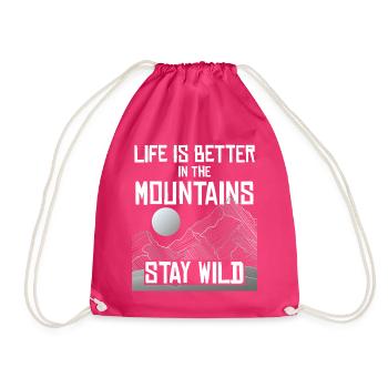 Hiking, mountaineering - life in the mountains - Drawstring Bag - fuchsia - Front