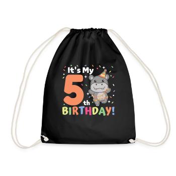 Hippopotame pour les enfants de 5 ans - Sac de sport léger - noir - Devant