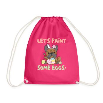 cute dogs for Easter Bulldog - Drawstring Bag - fuchsia - Front
