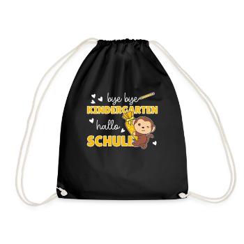 bye bye Kindergarten hallo Schule Affe - Turnbeutel - Schwarz - Vorne