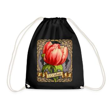 Tulipe vintage, illustration de fleurs botaniques - Sac de sport léger - noir - Devant