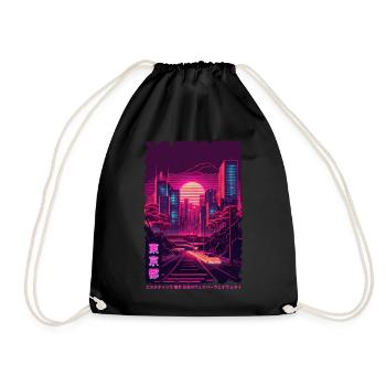 Vaporwave City Night Scene Tokyo Japanese Aestheti - Turnbeutel - Schwarz - Vorne