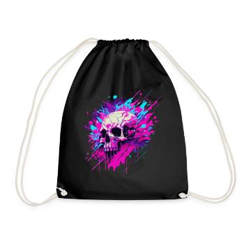 Vaporwave Skull Urban Aesthetic Pastel Goth Street - Turnbeutel - Schwarz - Vorne