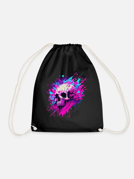 Vaporwave Skull Urban Aesthetic Pastel Goth Street - Turnbeutel - Schwarz