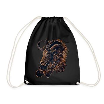 Artistic Capricorn Zodiac Symbol Astrology Goat He - Turnbeutel - Schwarz - Vorne