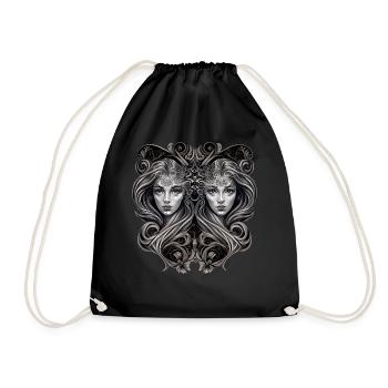 Symbole artistique du zodiaque Gémeaux Astrologie - Sac de sport léger - noir - Devant