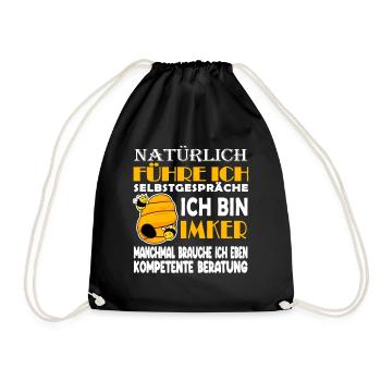 Imker Honig Imkerei - Imker Geschenk - Turnbeutel - Schwarz - Vorne