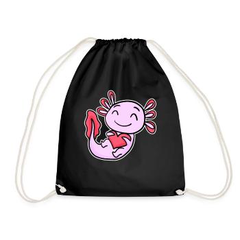 Axolotl Heart Love - Heart Motif - Sac de sport léger - noir - Devant