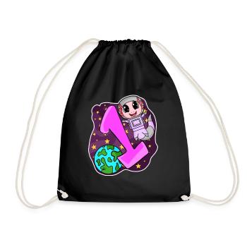 1 year old - Enrollment - Axolotl motif - Drawstring Bag - black - Front