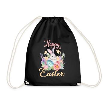 Frohe Ostern Hase Osterei für einen Osterhasen - Turnbeutel - Schwarz - Vorne