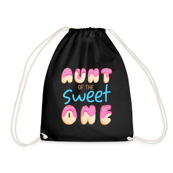 Aunt of Sweet One First Birthday Party Matching - Drawstring Bag - black - Front