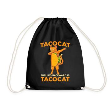 Dabbing Tacocat spelled backward is- Taco cat Dab - Drawstring Bag - black - Front