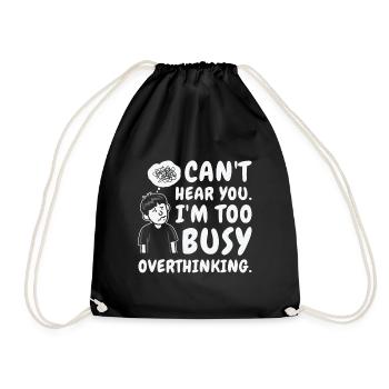 Suranalyse du dessin au trait Dessin Overthinker - Sac de sport léger - noir - Devant