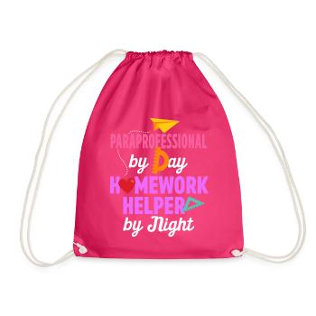 Paraprofessional Teacher Para Educator - Drawstring Bag - fuchsia - Front